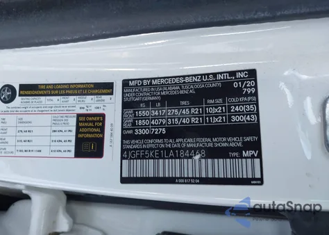 2020 Mercedes-Benz Gls 450 4Matic из США, поврежденный, VIN 4JGFF5KE1LA184468